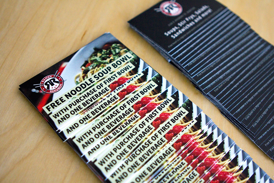 Print design and product photography for Ramen Republic coupon cards alternate.