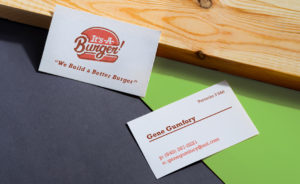 It's A Burger custom designed business cards - Square 205 Website Design & Marketing Agency in Denton, Texas