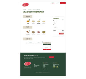 Eatzi's Create Your Own Sandwich web page mock up - Square 205 Website Design & Marketing Agency in Denton, Texas
