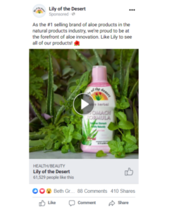 screenshot of LOTD facebook paid social ad - Square 205