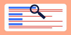 Graphic with Magnifying glass over search results page - Square 205