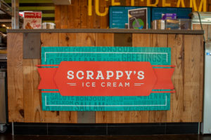 Scrappy's Ice Cream UNT Dining Services sign - Square 205 Website Design & Marketing Agency in Denton, Texas